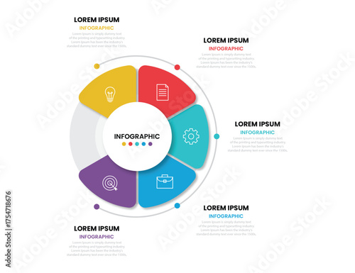 Business visualization infographic circle design template with 5 options, steps or processes. Business presentation.