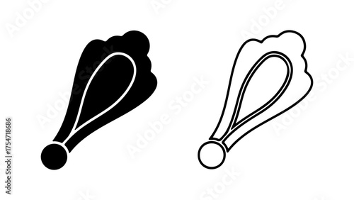 Fried chicken drumstick outline with transparent background