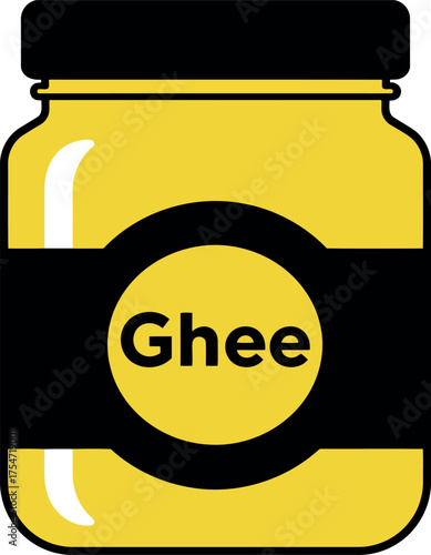 Golden ghee jar cooking ingredient flavor rich food staple vector