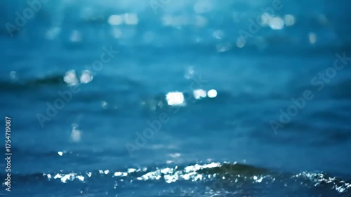 Backgrounds abstract bokeh background from summer blue sea water at the beach scene 3 with distortion, overlay, glitch, static noise, scan lines on black background, 4k animated video loop