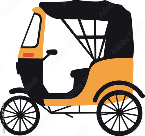 Yellow auto rickshaw tuk tuk transport vehicle vector
