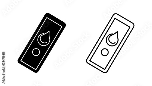 Blood test strip with droplet and circle with transparent background