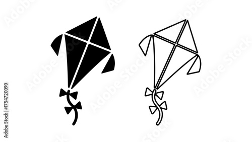 Kites with outline and solid fill with transparent background