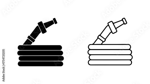 Garden hose with nozzle and coiled hose with transparent background