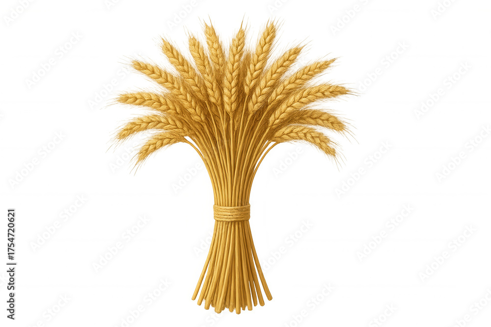 Fototapeta premium Golden wheat sheaf bundle for harvest and agriculture concepts, depicting grain food production