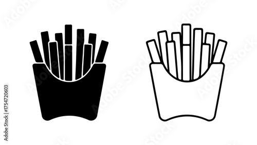 French fries in container with transparent background