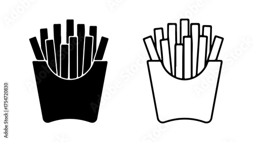 French fries in container with transparent background