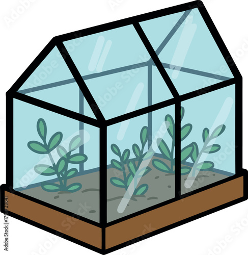Transparent greenhouse growing plants seedlings small garden structure vector