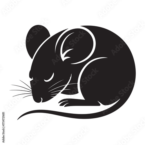 Elegant mouse silhouette isolated on white background, capturing the essence of the rodent in a minimalist style