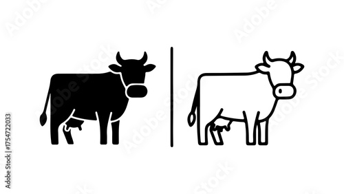 Cow icons set with transparent background