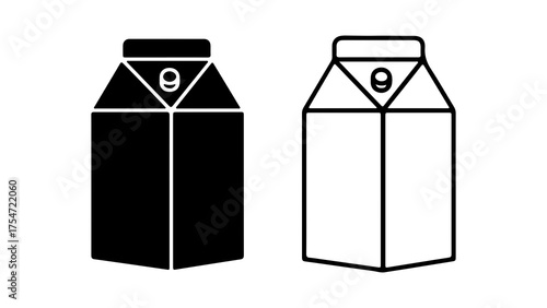 Milk carton outline and solid with transparent background