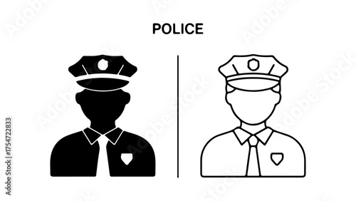 Police officer icon set with transparent background