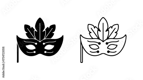 Carnival masks with feather detail with transparent background
