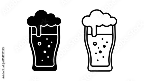Beer glasses with foam with transparent background