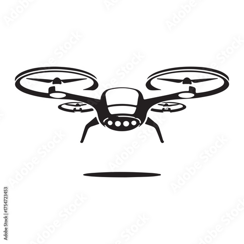 Drone silhouette isolated on white background modern unmanned aerial vehicle technology concept