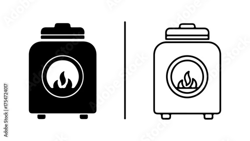 Portable heater icon set with transparent background
