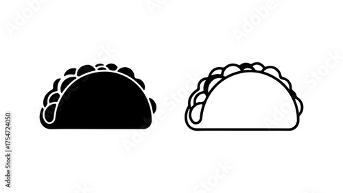 Taco outline and solid icons with transparent background