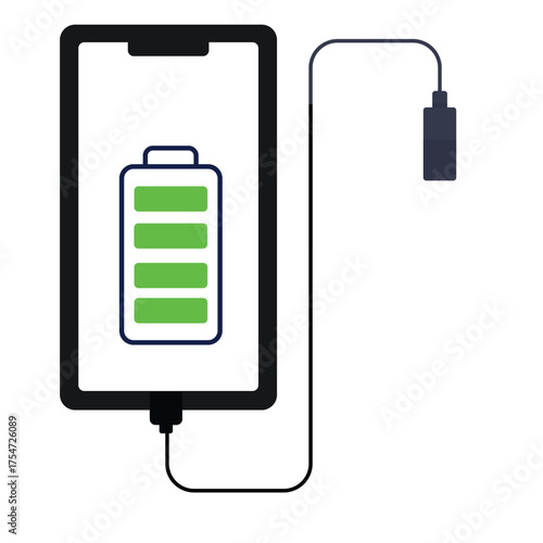 Wireless charger with smartphone, vector