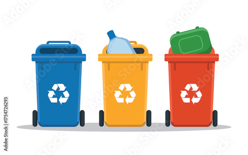 Colorful waste bins for efficient recycling and sorting services promote green living