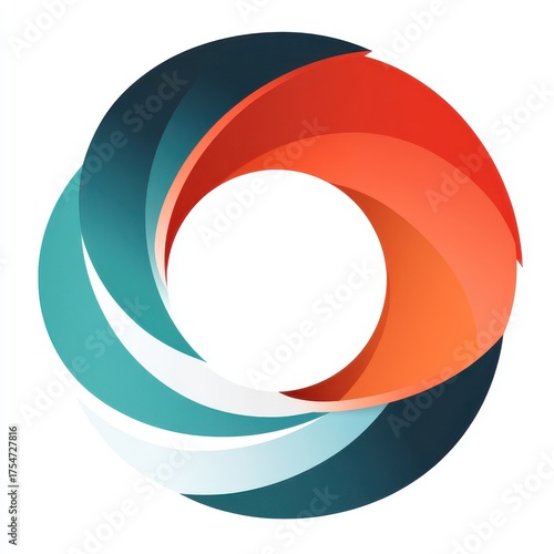 Free Download Circular swirl logo with layered red and teal ribbon segments - GFXLoad