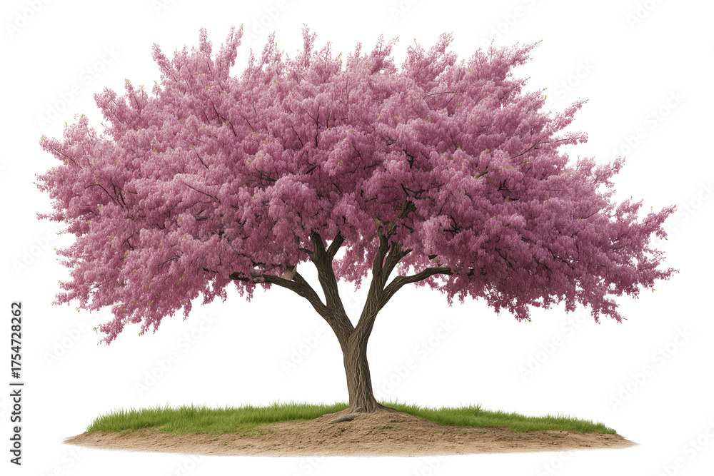 Obraz premium Blooming Cherry Tree: Witness the exquisite beauty of a vibrant cherry tree in full bloom, its branches adorned with delicate pink blossoms, standing gracefully against a bright sky.