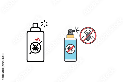 Insect spray cans with bug prohibition signs a striking silhouette