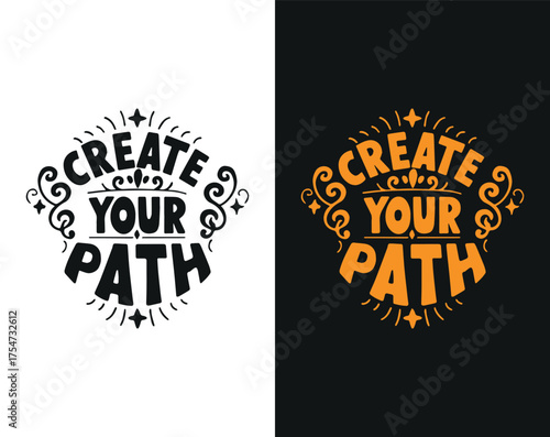 Typographic t-shirt design with some variants of motivational quotes