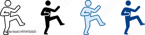 Leg Kick Icon Set Multiple Style Collection