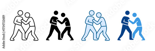 Elbow Strike Icon Set Multiple Style Collection