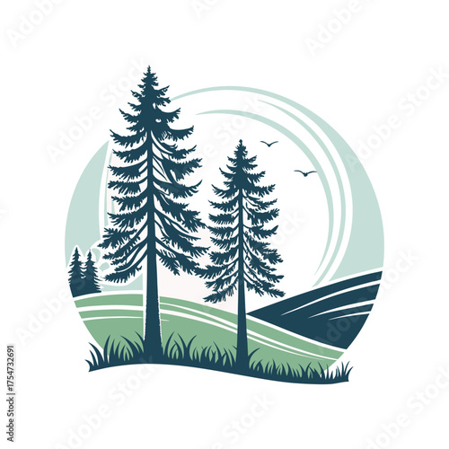 Minimalist Forest Landscape Silhouette