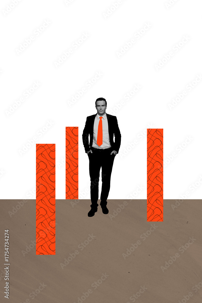 © deagreez - Vertical collage picture mature businessman work employee director boss pocket hands suit formalwear drawing background © deagreez - Vertical collage picture mature businessman work employee director boss pocket hands suit formalwear drawing background