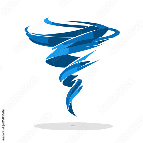 Dynamic Blue Swirl Vortex Graphic Design Element. Abstract Twister Shape Representing Energy, Power, and Movement Concept