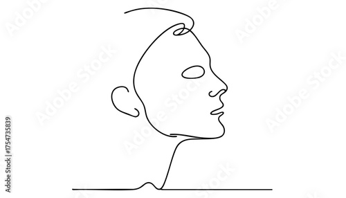 male profile, gaze into the distance outline