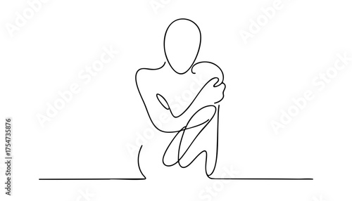 the silhouette of a man hugging himself