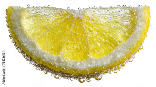 A Refreshing Fresh Lemon Slice Garnished with Bubbles and Sea Salt for Perfect Flavor