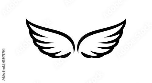 Vector graphic of angel wings illustration simple drawing design element for tattoo or logo concept idea hundred