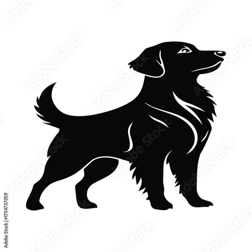 Silhouette of Canine: A striking black silhouette of a dog stands proudly, showcasing its graceful form and attentive gaze. A symbol of loyalty and companionship. 