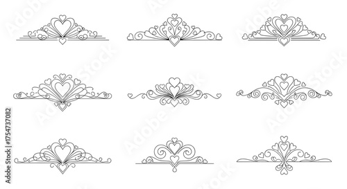 Heart flourish vector design elements for valentine's day decoration and wedding invitation design and love theme