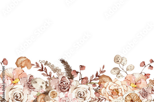 Watercolor flowers background vector for design.