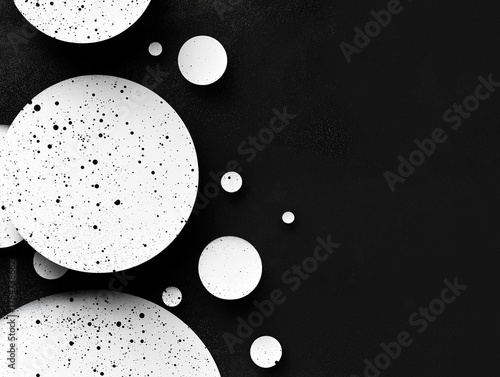 Monochromatic speckled circles modern abstract graphic design background minimalist minimal