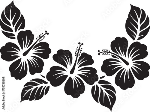 Black and White Hibiscus Flower Arch Silhouette