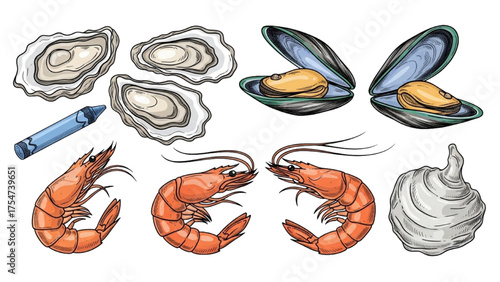 Fresh Seafood Delights Oysters, Mussels, Shrimp & Garlic