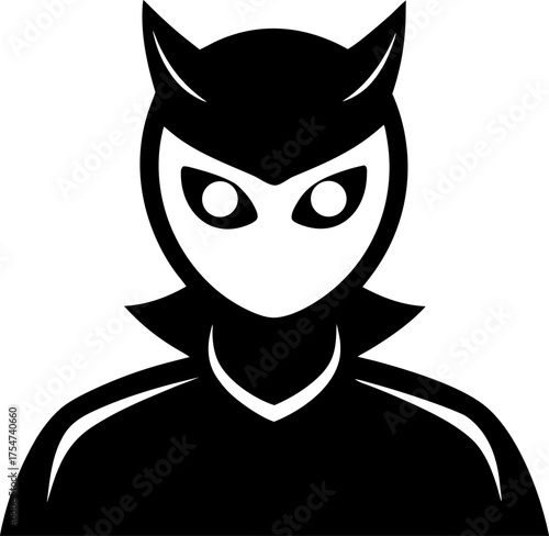 one continuous line forming the eyes and mouth. silhouette  vector black , white background