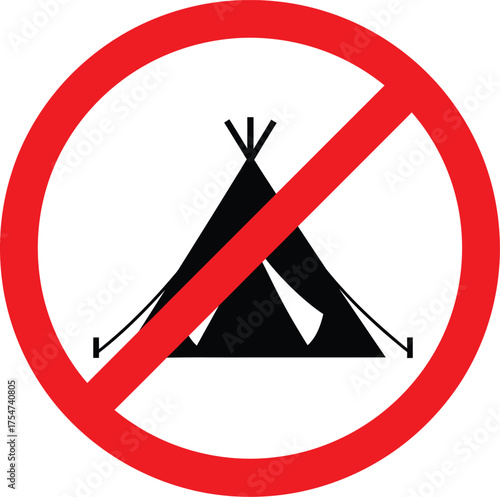 No camping sign vector illustration scalable eps icon for prohibited activities