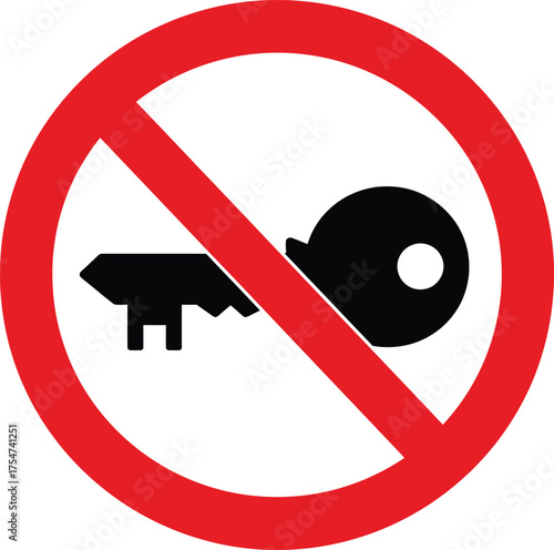 Scalable vector prohibition sign no key icon for general use eps format