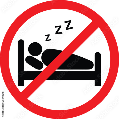 No sleeping prohibition sign vector graphic icon for commercial use