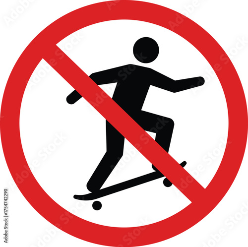 Scalable vector graphic no skateboarding icon prohibition sign eps illustration