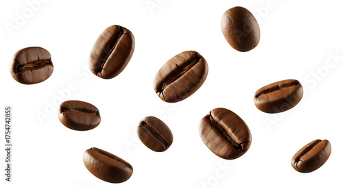 Coffee Beans Falling Against a Black Background