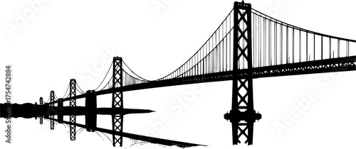 Bay bridge silhouette. This image shows the silhouette of the Bay Bridge, also known as the San Francisco-Oakland Bay Bridge. Vector clipart illustration design.
