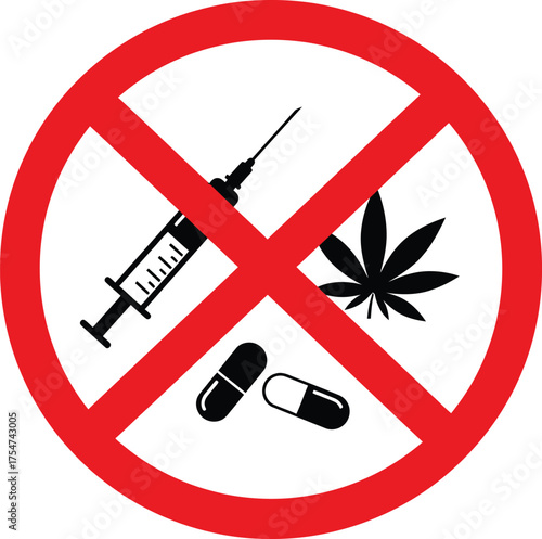 No drugs vector prohibition sign scalable illustration eps icon for general use